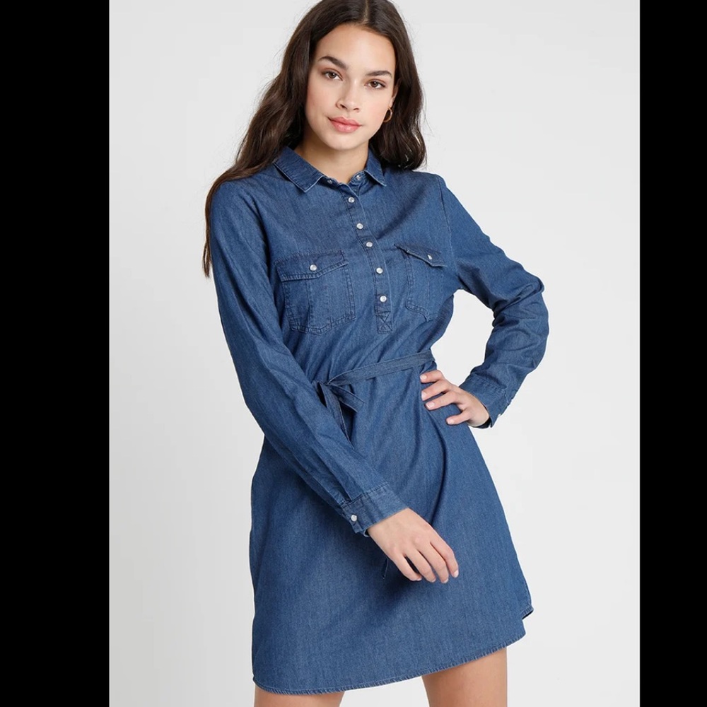 Cotton On Denim Long Sleeve Shirt Dress